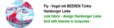 Fly - Vogel mit Beeren - Popeline türkis