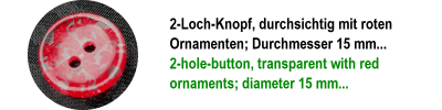 Knopf 2-Loch Transparent mit Ornament